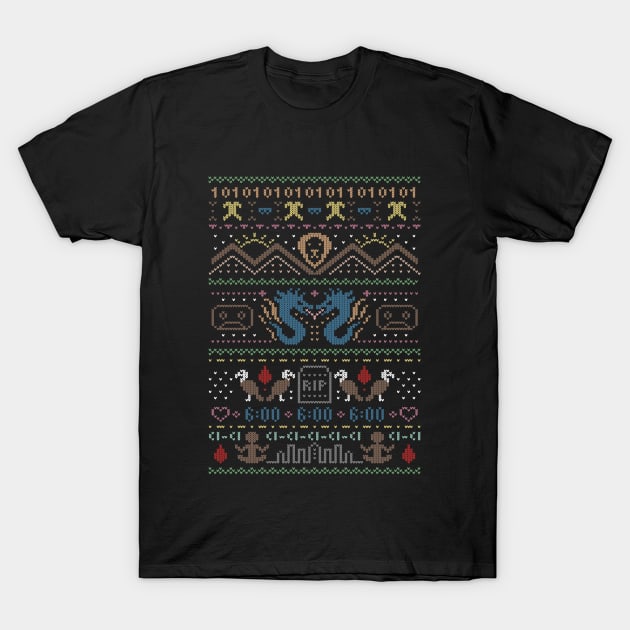 Ugly Christmas Sweater Pattern (Color) T-Shirt by TheBanannaTheory